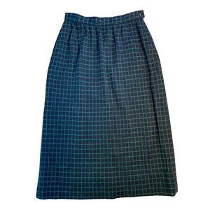 Vintage 60s Pendleton A-Line Skirt Green Blue Check XXS